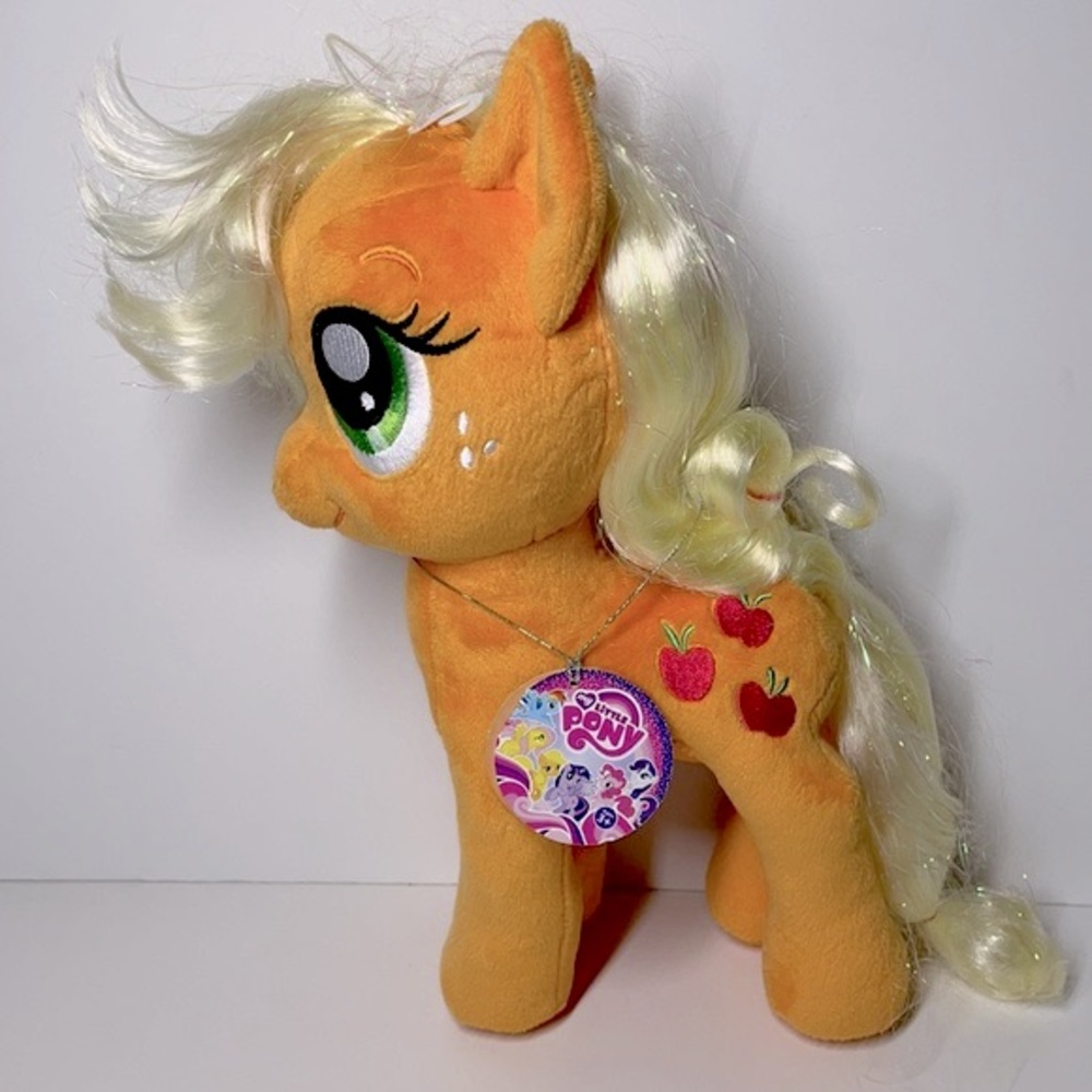 NWT MY LITTLE PONY PLUSH HORSE APPLEJACK ORANGE LONG MANE 12” NWT GREAT …